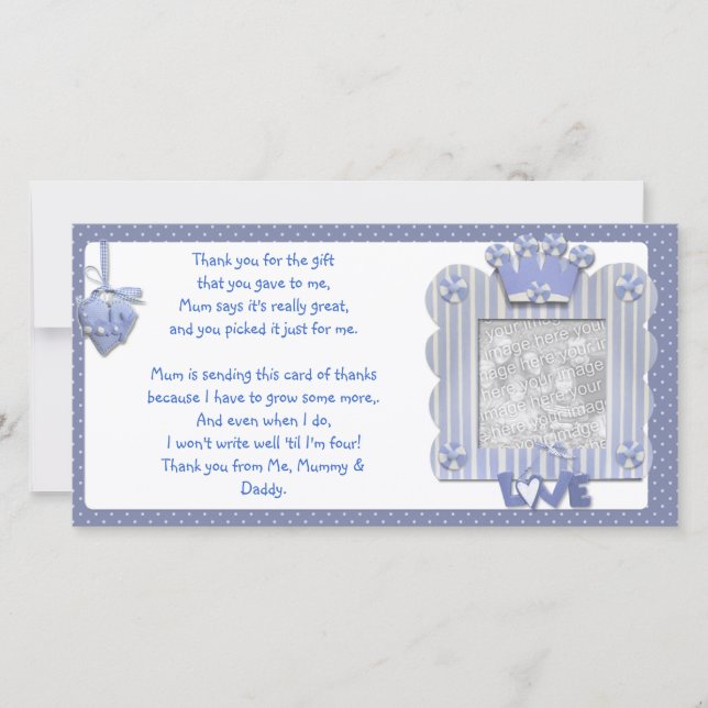 Carte de remerciements bleu de cadre de (Devant)