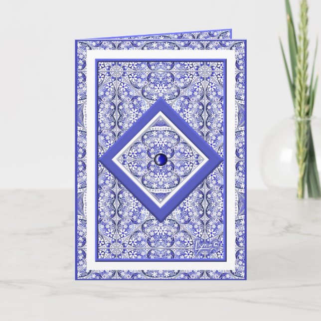 Carte De Remerciements Bleu de dentelle en céramique de Grèce (Devant)