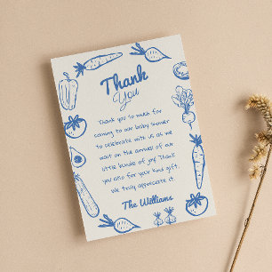 Carte De Remerciements Bleu dessiné Baby shower de légumes cultivés local