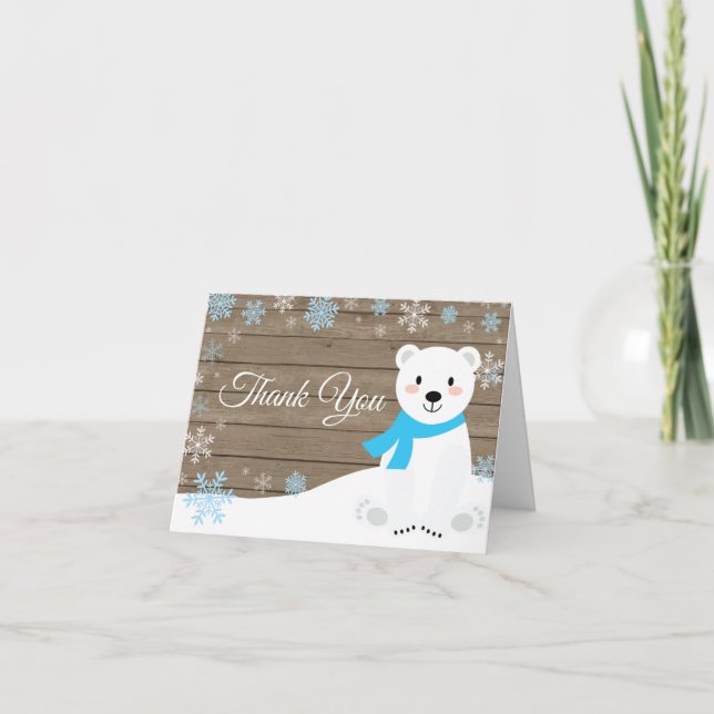 Carte De Remerciements Bleu d'Ours polaire d'hiver (Devant)