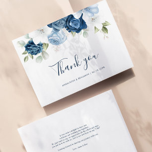 Carte De Remerciements Bleu Dusty Floral Eucalyptus Mariage botanique