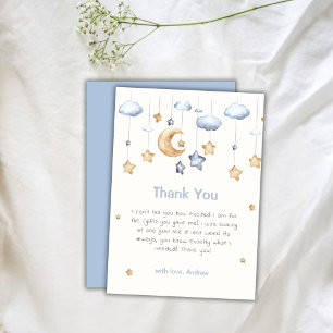 Carte De Remerciements Bleu Elegant Twinkle Baby shower Twinkle