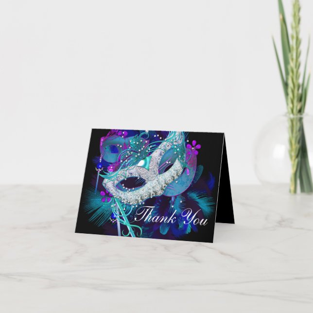 Carte de remerciements bleu et pourpre de (Devant)