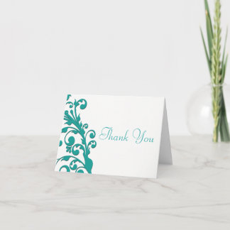 Carte De Remerciements Bleu Floral Élégant