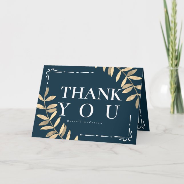 Carte De Remerciements Bleu minimaliste (Devant)