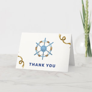 Carte De Remerciements Bleu moderne Ahoy Nautical Boy Baby shower