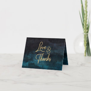 Carte De Remerciements Bleu Nuit Aquarelle & Remerciements de Mariage en 
