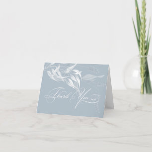Carte De Remerciements Bleu poussiéreux avec feuillage blanc Eucalyptus