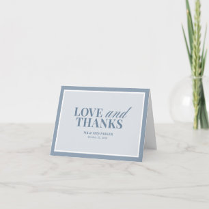 Carte De Remerciements Bleu Poussiéreux Élégant Mariage Luxe Classique