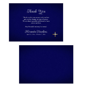 Carte De Remerciements Bleu Riche Simple Orthodoxe