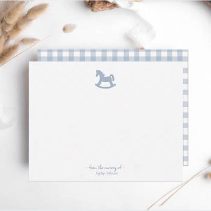 Carte De Remerciements Bleu Rocking Horse Baby Boy Nursery
