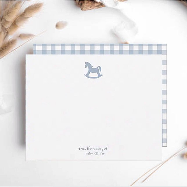 Carte De Remerciements Bleu Rocking Horse Baby Boy Nursery (Créateur téléchargé)