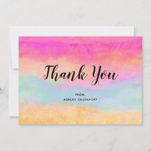 Carte De Remerciements Bleu rose Jaune arc-en-ciel Abstraites bandes