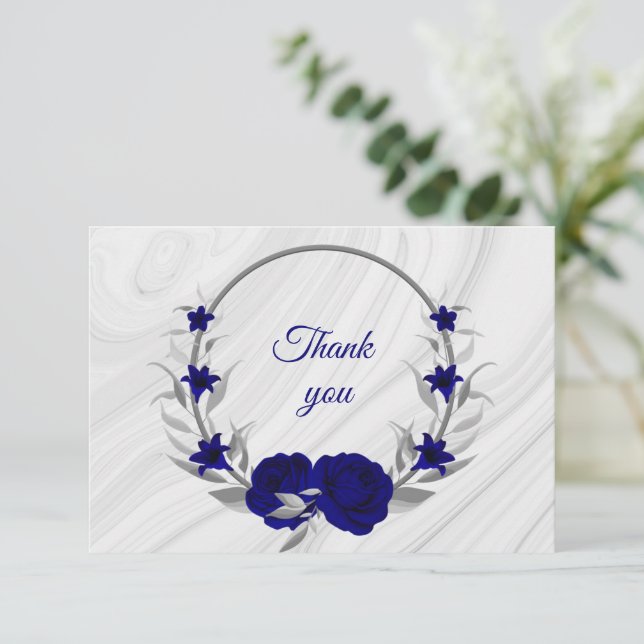Carte De Remerciements bleu royal gris gris brun (Debout devant)