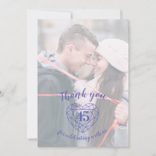 Carte De Remerciements Bleu saphir coeur anniversaire 45 ans photos