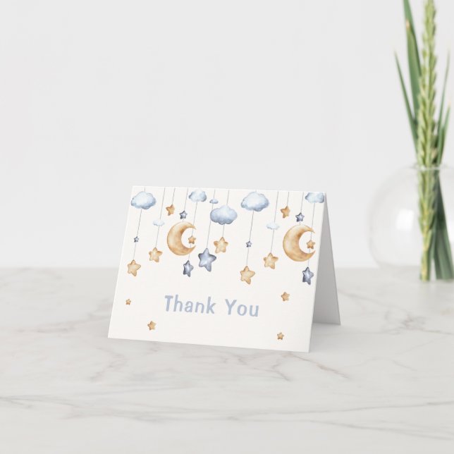 Carte De Remerciements Bleu Simple moderne Twinkle Baby shower Twinkle (Devant)