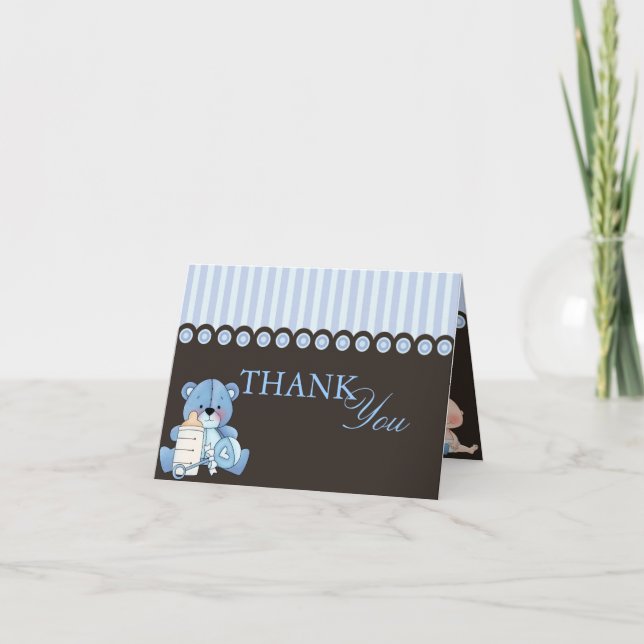 Carte de remerciements bleu Teddy Bear (Devant)
