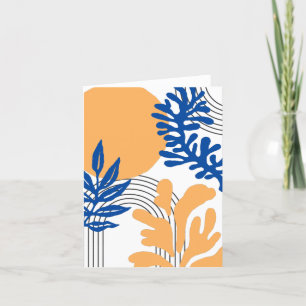 Carte De Remerciements Bleu tendance Jaune Abstrait Formes botaniques Art