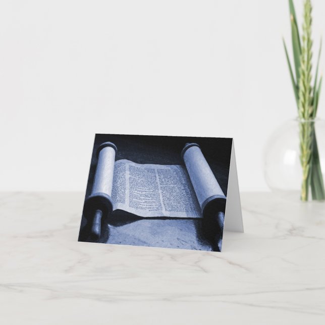 Carte de remerciements bleu Torah (Devant)