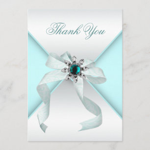 Carte de remerciements bleu turquoise blanc