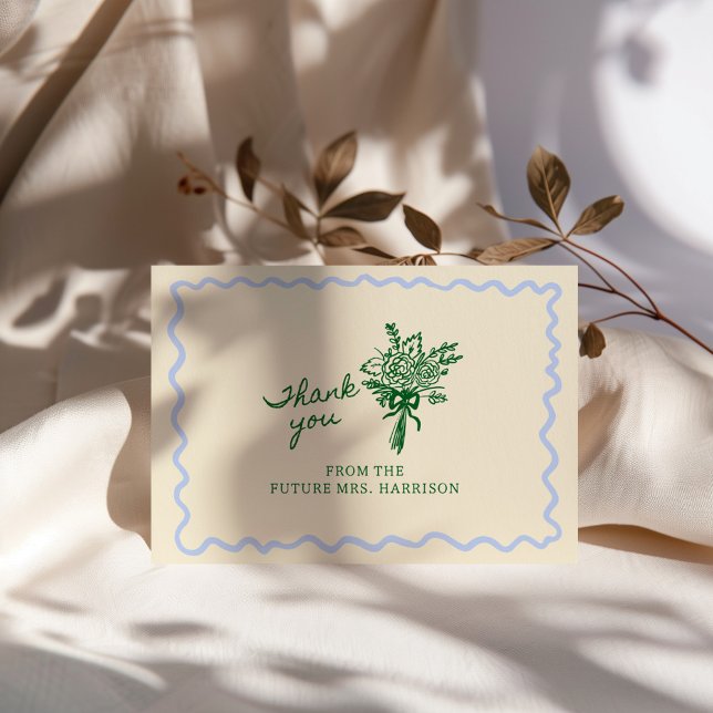 Carte De Remerciements Bleu Vert Fantaisiste Écrit à la main (Créateur téléchargé)