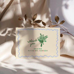 Carte De Remerciements Bleu vert Whimsical manuscrit