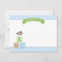 Blocs ABC Bleu et Vert Oiseau Bébé Garçon