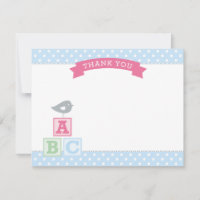 Blocs ABC rose et bleu Bébé Fille Oiseau