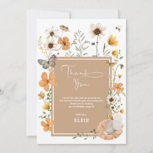 Carte De Remerciements Blonde Fairy Boho Fleur sauvage Garden Girl Annive