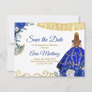 Carte De Remerciements Blonde Quinceañera 15 Anos Blue Enregistrer la dat