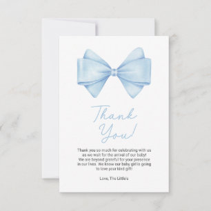 Carte De Remerciements Blue Bow Modern Boy Baby shower