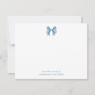 Carte De Remerciements Blue Bow Personnalisé Baby Boy Note Card
