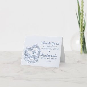 Carte De Remerciements Blue Bow Retro Coquette gâteau Coquette Anniversai