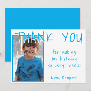 Carte De Remerciements Blue Boy Photo Anniversaire