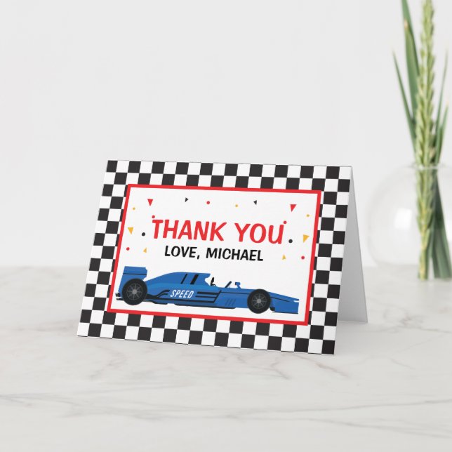 Carte De Remerciements Blue Car Racing  Birthday Thank you card (Devant)