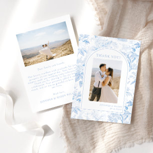 Carte De Remerciements Blue Chinoiserie porcelaine florale Mariage photo