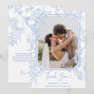 Carte De Remerciements Blue Chinoiserie Toile de Jouy Mariage Photo