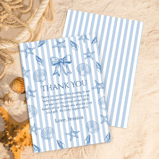 Carte De Remerciements Blue Coquette Seashells Baby Shower Thank You Card