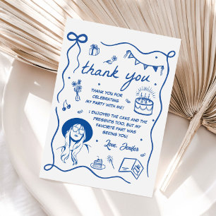 Carte De Remerciements Blue Eras fête d'anniversaire