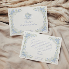 Carte De Remerciements Blue Floral Bridal Tea Party