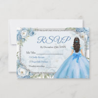 Blue Floral Couronne argent Quinceañera Rsvp