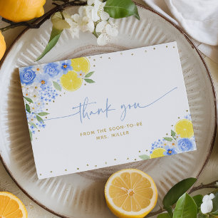 Carte De Remerciements Blue Floral Lemon Main Squeeze Mariage