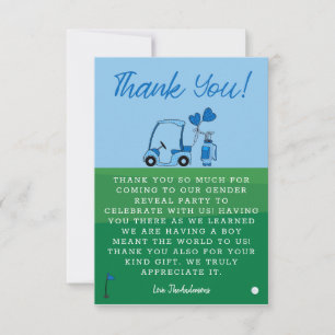 Carte De Remerciements Blue Golf Gender Revevela Party