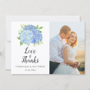 Carte De Remerciements Blue Hydrangea Aquarelle Florale Mariage Photo
