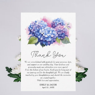 Carte De Remerciements Blue Hydrangea Floral Mariage Thème