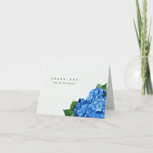 Carte De Remerciements Blue Hydrangea Plié Personnalisé Notes de Remercie (Devant)