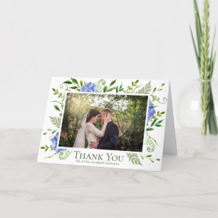 Carte De Remerciements Blue Hydrangeas Floral Aquarelle Mariage Photo