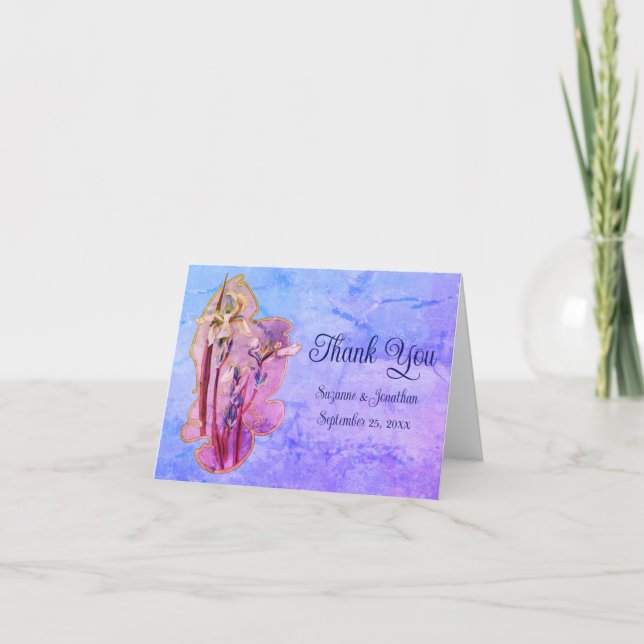 Carte De Remerciements Blue Iris Floral Art Mariage personnalisé (Devant)