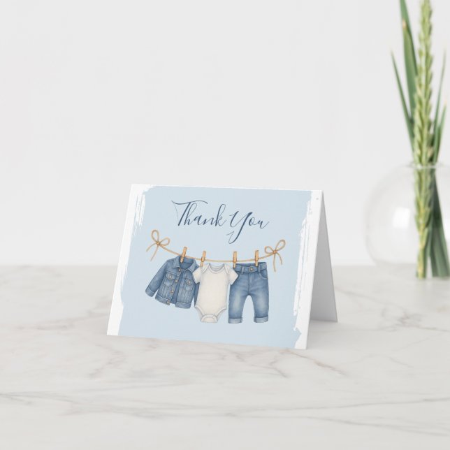 Carte De Remerciements Blue Jean Baby shower Baby Outfit (Devant)