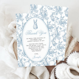 Carte De Remerciements Blue Little Bunny Spring Easter Baby Boy Shower
